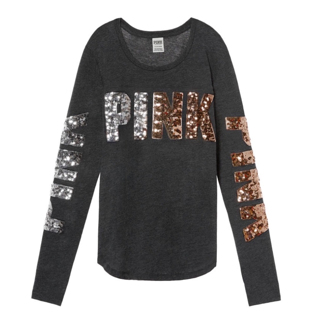 •Victoria’s Secret PINK• Bling ombré football Tee - Picture 3 of 4